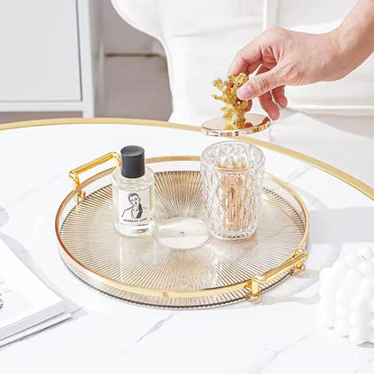 Acrylic Vanity Tray with Gold Handles