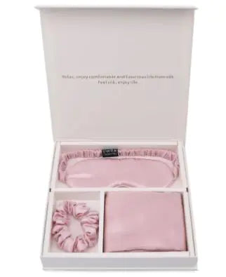 Luxury Silk Sleep Gift Set: Eye Mask, Pillowcase & Scrunchie in Gift Box