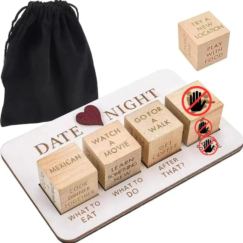 FOWSEEK Date Night Dice Funny Date Night Idea Dice for Couples Portable Wooden Dice Kit for Wife Husband Girlfriend Boyfriend Couples Games Valentines Day Wedding Anniversaries Birthdays Gifts