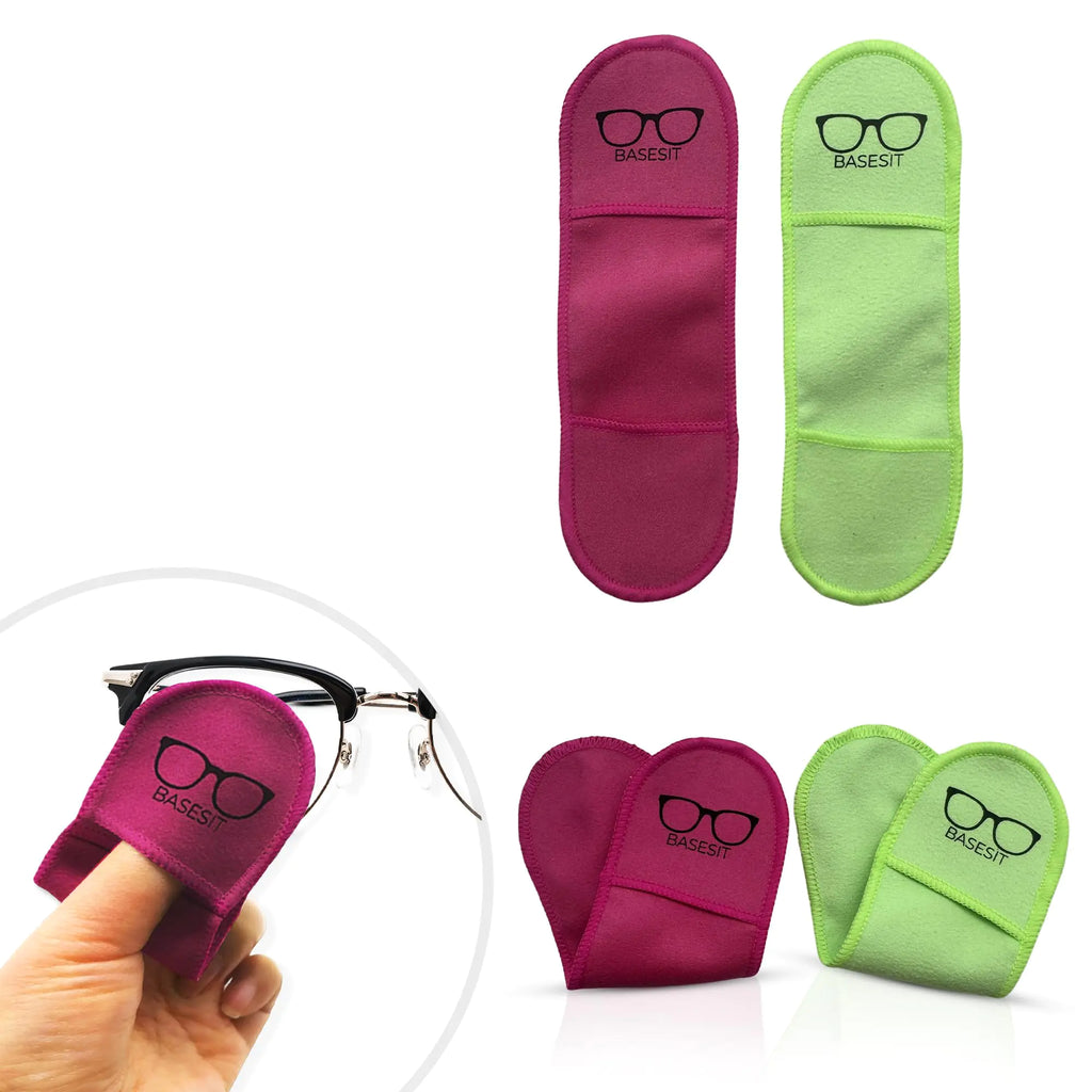 Basesit Eyeglass Cleaner Cloth 4 Pack Eye Glasses Cleaner Wipes Lens Cleaner Anti-Scratch Screen Cleaning Cloth Eyeglass Cleaning Cloth Lens Cloth Eye Glasses Cleaner Cloth (Rose/Green)