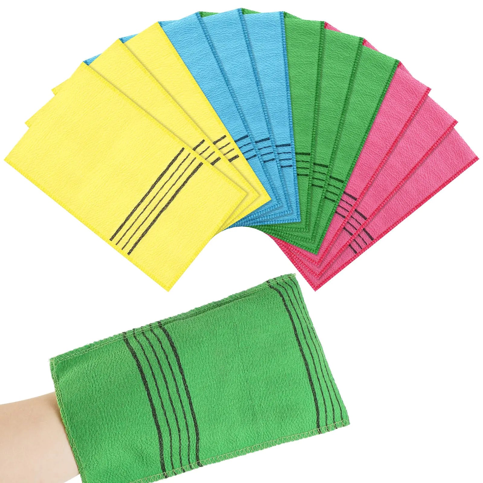 12 Pcs Exfoliating Washcloth Korean Exfoliating Mitt Colorful Korean Exfoliating Cloth Large Size Exfoliating Body Scrubber for Removing Dry